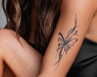 Semi Permanent Tattoo | Floral Butterfly Large | Last up to 2 weeks | Vegan-Friendly | Gift Idea | Temporary | Halal | Waterproof