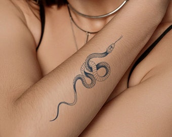 Temporary 2 Week Tattoos - Snake Semi Permanent Tattoo: Detailed Design, Lasts 2 Weeks