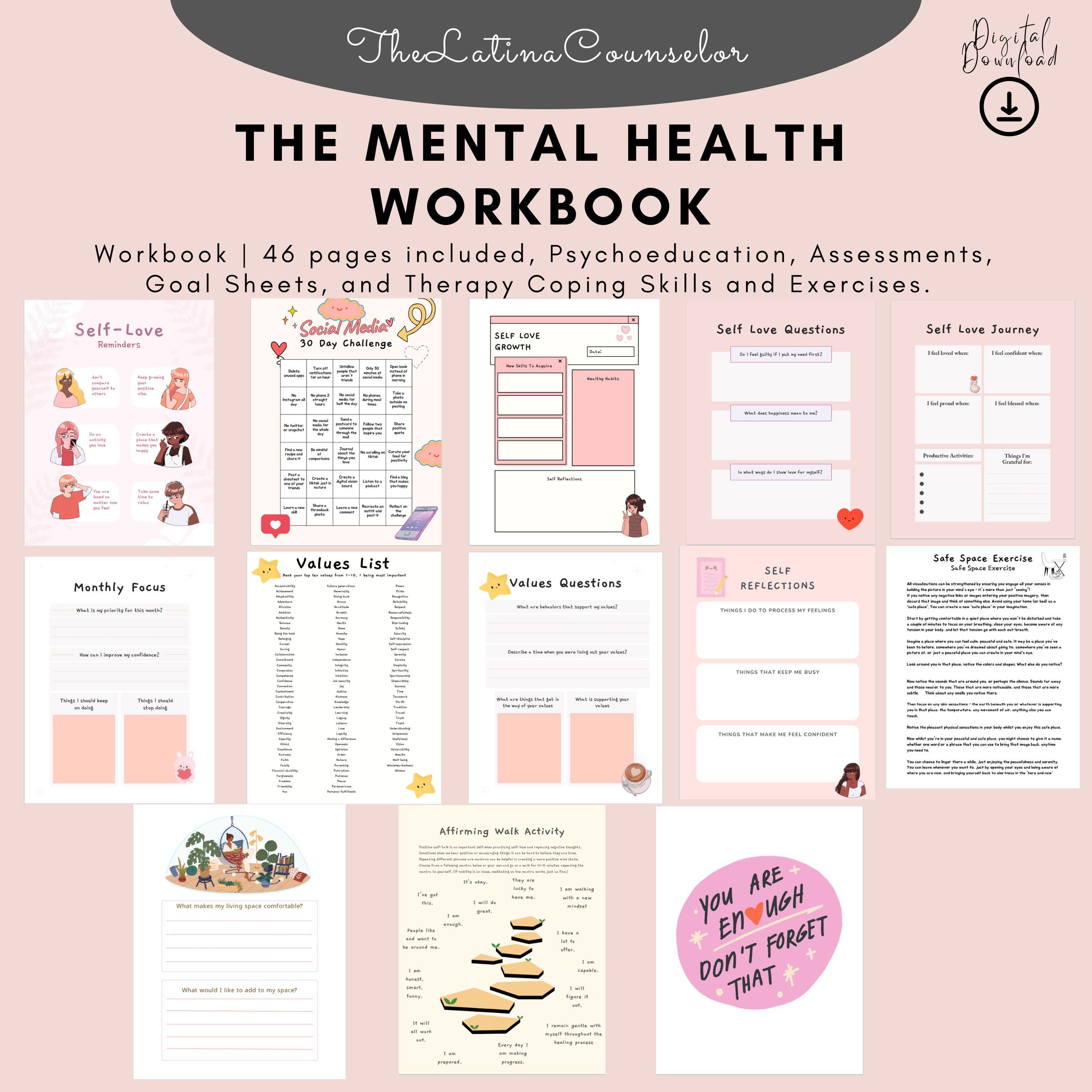Mental Health Workbook Self-love, Self Care, Self-esteem, Anxiety ...