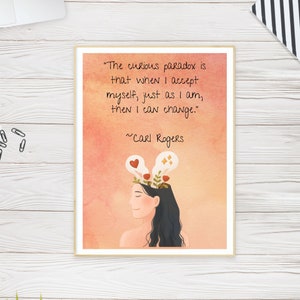 Affiche de citation de Carl Rogers, affiche inspirante, psychologie, affiche centrée sur la personne de différentes tailles.