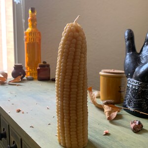 Yellow Corn Cob Shaped Beeswax Pillar Candle image 4