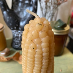 Yellow Corn Cob Shaped Beeswax Pillar Candle image 5