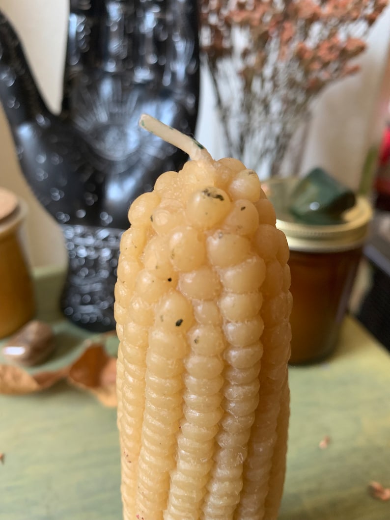 Yellow Corn Cob Shaped Beeswax Pillar Candle image 5