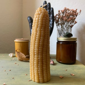 Yellow Corn Cob Shaped Beeswax Pillar Candle image 3