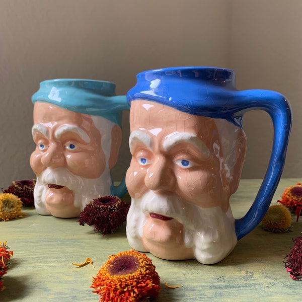 3D Head of an Old Bearded Man Vintage Coffee Cup Coffee Mug