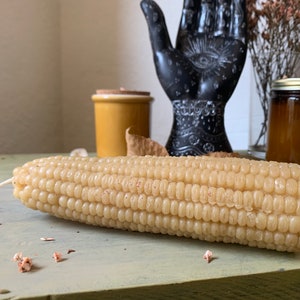 Yellow Corn Cob Shaped Beeswax Pillar Candle image 1