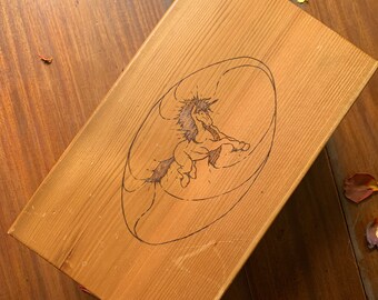 Wood Burned Unicorn Jewelry Box | Witchy Cottagecore Decor