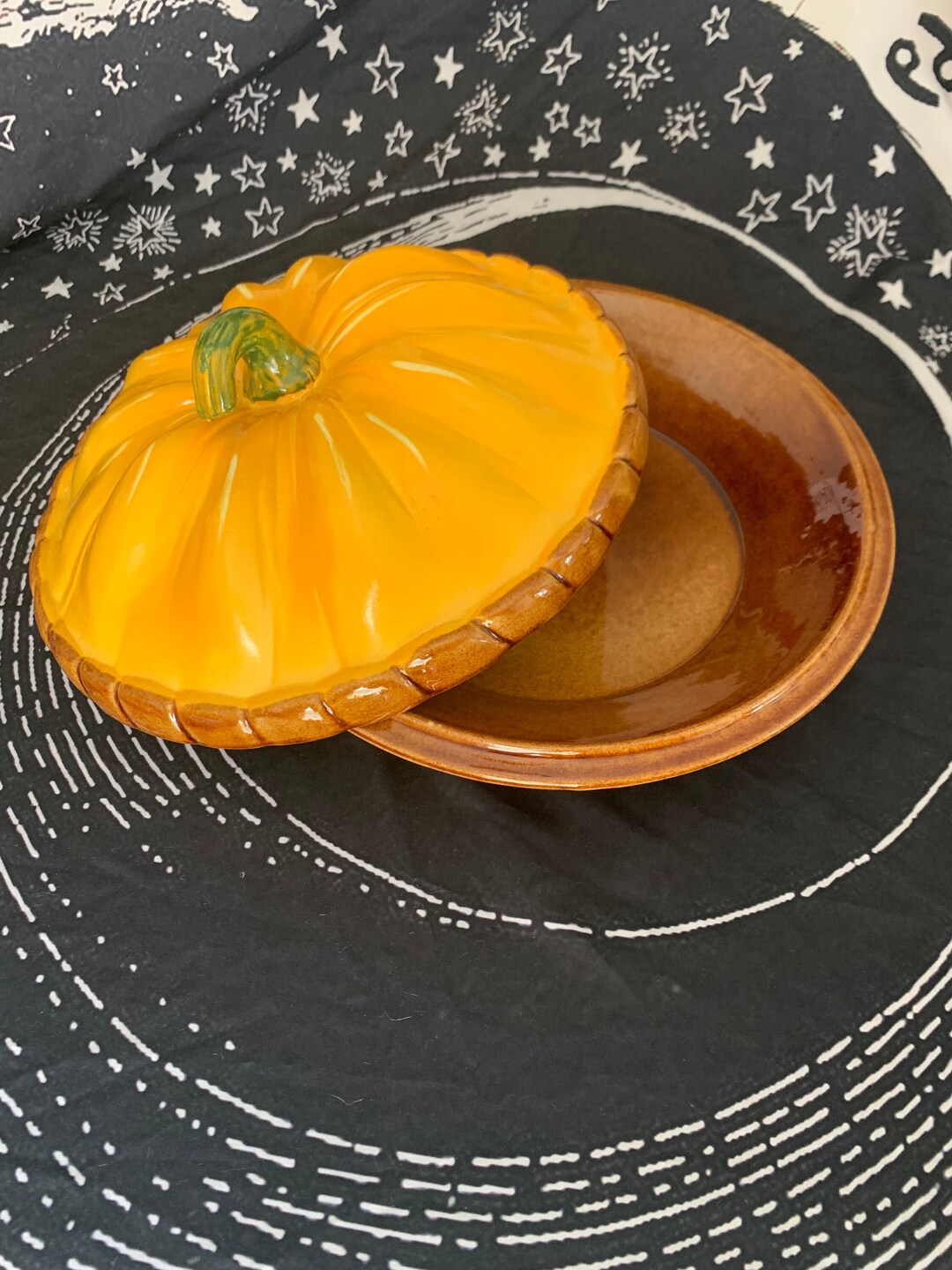 Vintage Ceramic Pumpkin Pie Dish With Lid Etsy