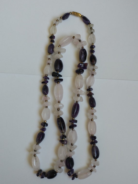 Amethyst and Pale Rose Quartz Necklace