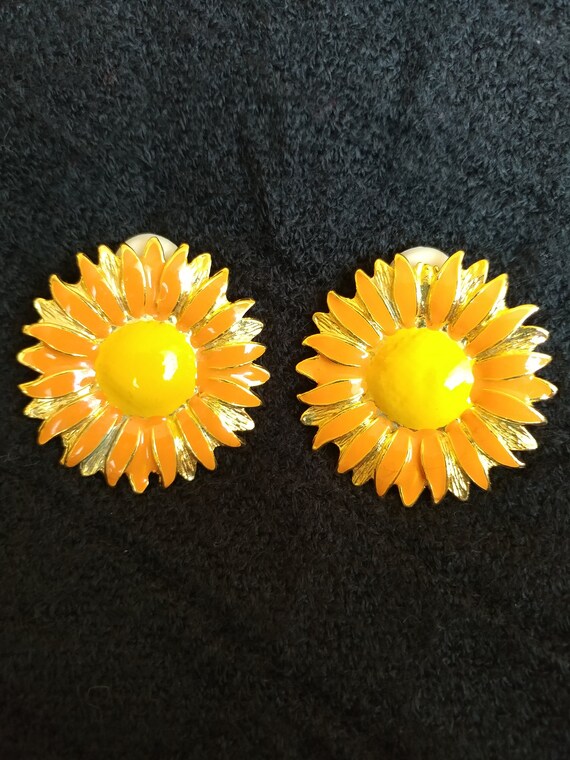 Sunflower Clip on Earrings