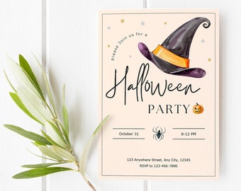 Uitnodiging voor Halloween-feest, bewerkbare uitnodiging, aanpasbare sjabloon, elektronische uitnodiging, digitale uitnodiging, Instant Download