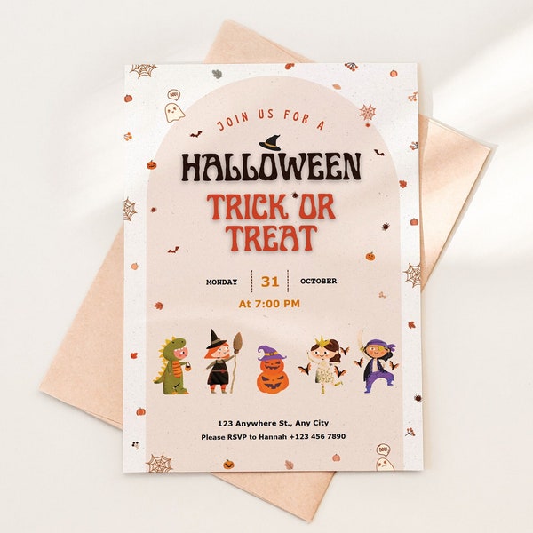 Halloween Treat or Trick Invitation, Editable Invitation, Customizable Template, Electronic invitation, Digital invitation, Instant Download