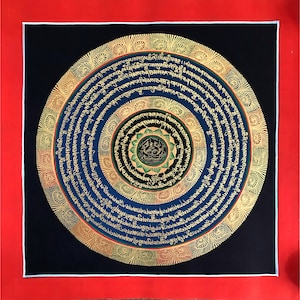 Handgemaltes Om Mani Padme Hum Mantra Mandala