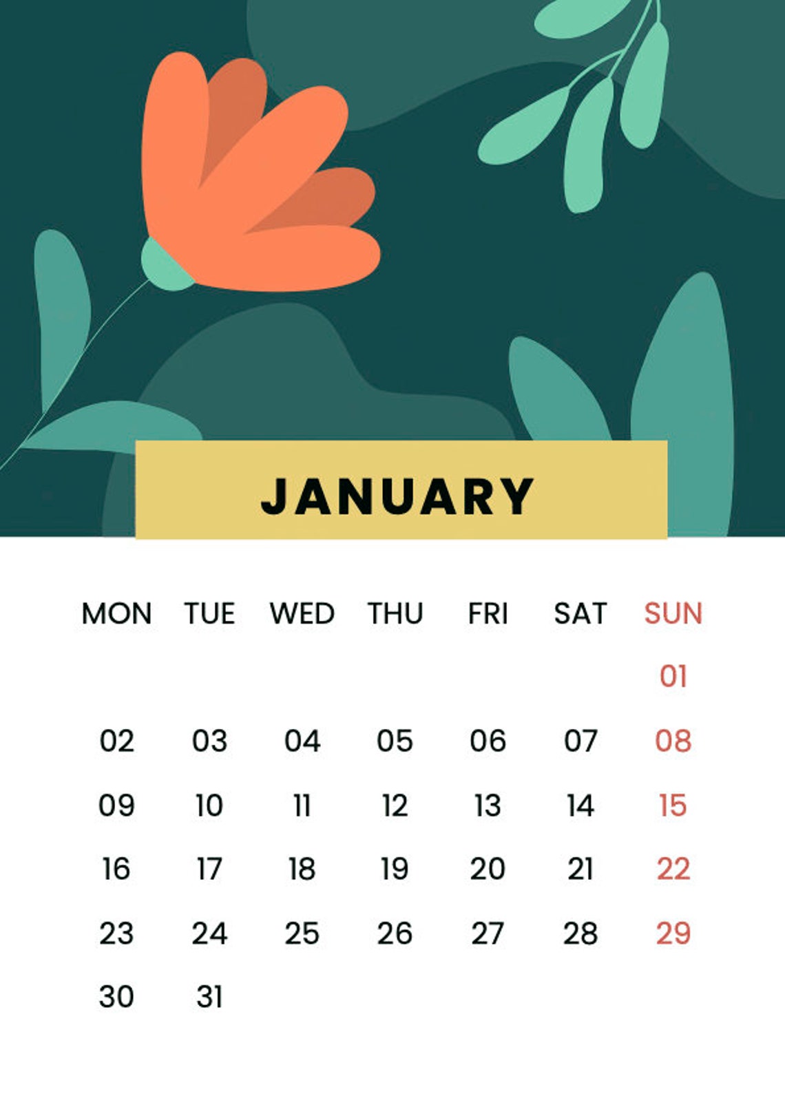 Printable 2023 Wall Calendar Printable 2023 Desk Calendar Etsy