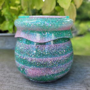 Pink and teal Resin Stash Jar, Resin Jar, Trinket Jar, Home Decor, Jewelry Jar