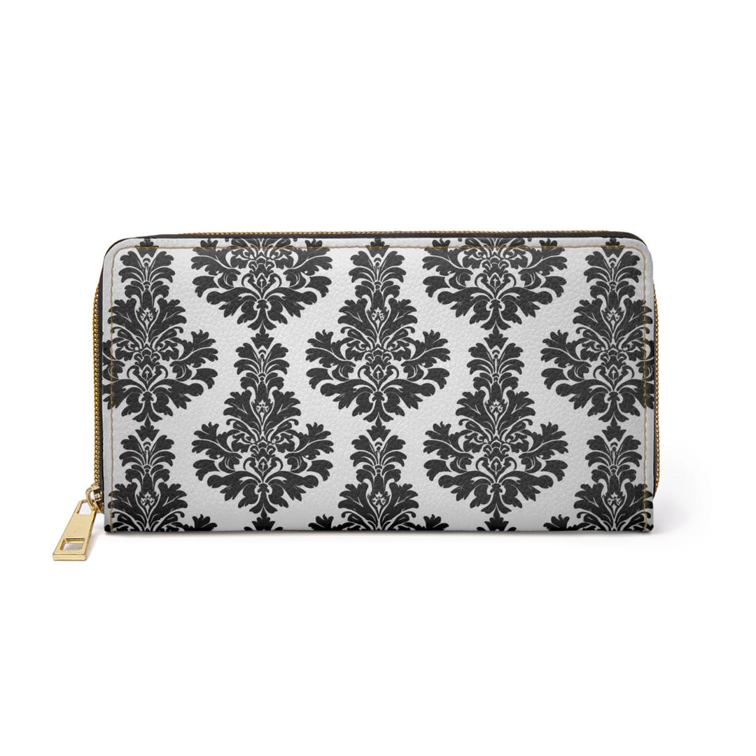 Black Damask Pattern Zipper Wallet | Vintage Baroque Print - Etsy