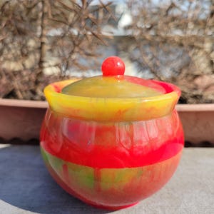Pink, yellow glow in the dark Resin Stash Jar, Resin Jar, Trinket Jar, Home Decor, Jewelry Jar