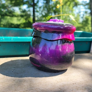 Pink and black with skull Resin Stash Jar, Resin Jar, Trinket Jar, Home Decor, Jewelry Jar