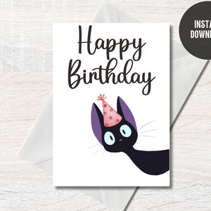 Cartão de aniversário para impressão, cartão de aniversário para download, cartão de aniversário, cartão de aniversário do Studio Ghibli, cartão de aniversário de anime
