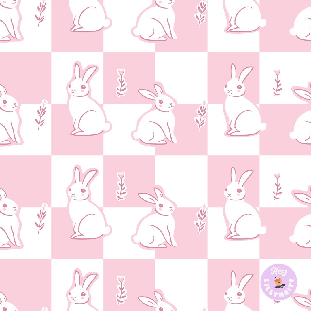 White Rabbit Patterns Pink Background Light Pink and White Rabbit Seamless Pattern for Fabric Printing or ...
