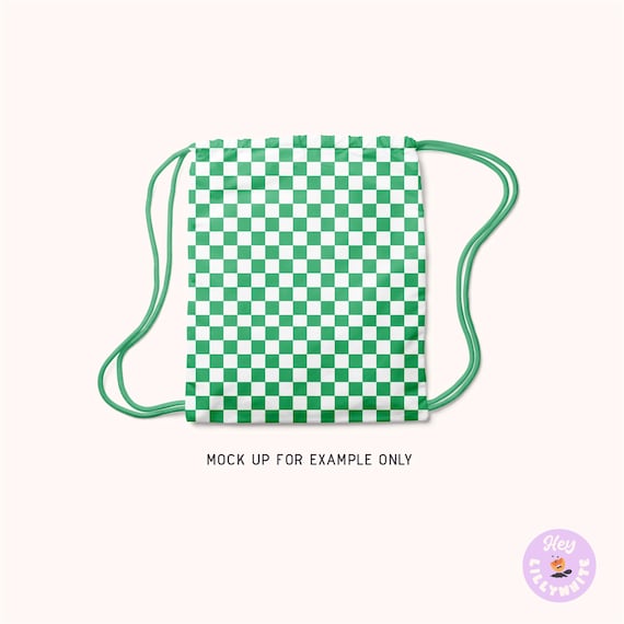 BAGGU Green and White Checkered Drawstring Backpack Baggu Sport Backpack – The Find North main image 2