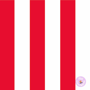 May include: A seamless pattern featuring vertical stripes in alternating red and white. The bold, simple design is suitable for various applications, such as fabric or wallpaper. A small, round logo with the text "Hey Lillywhite" is in the bottom right corner.