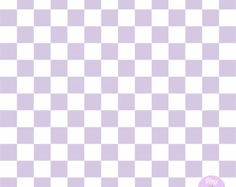 May include: A checkered pattern background in white and light purple. The design features a grid of evenly sized squares, creating a classic checkerboard effect. A small, circular logo with text and a cartoon character is in the bottom right corner.