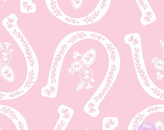Missy Maker Horseshoe Seamless Pattern in White and Light Pink, 300dpi High Resolution File for Fabric or Paper Printing, Cute Cowboy Repeat
