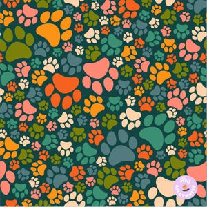 Retro Paw Print Seamless File, Seamless Paw Print, Cat Paw, Dog Paw Surface Pattern Design for Fabric Printing Sublimation, Paws Repeating