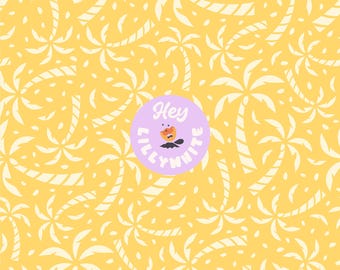 Palm Trees in Light Yellow on Yellow, Tropical Seamless Pattern for Fabric or Paper Printing, Summer Digital Download 300dpi High Resolution