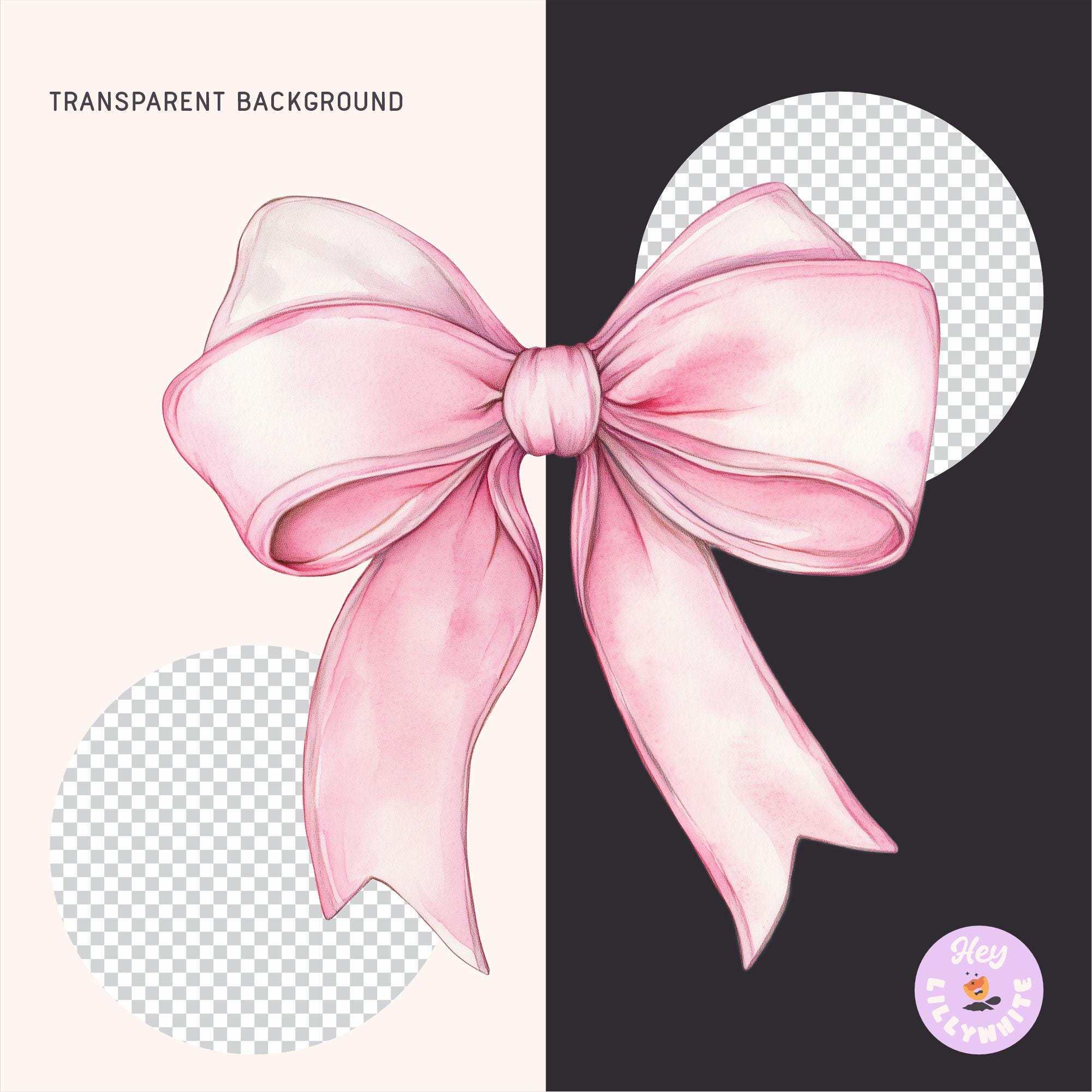 Pink Pastel Coquette Ribbon Bow Watercolor PNG Girly Pink Bow Coquette ...