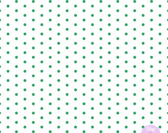 White and Emerald Green Polka Dot Seamless Pattern for Fabric Printing or Paper Printing, Small Spots, Green Dots, Printable Digital File