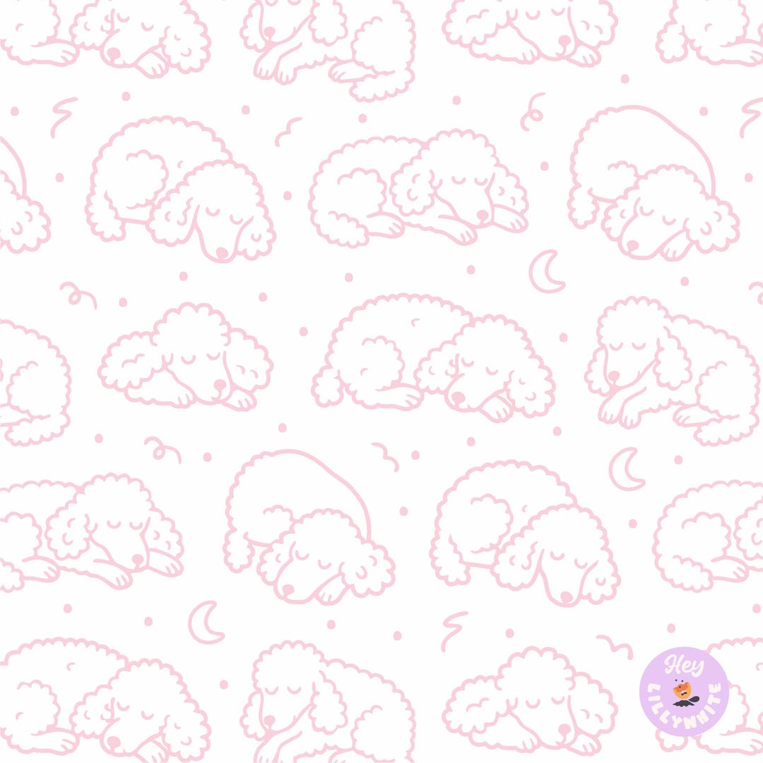 Light Pink Napping Poodles Seamless Pattern for Fabric Printing or ...