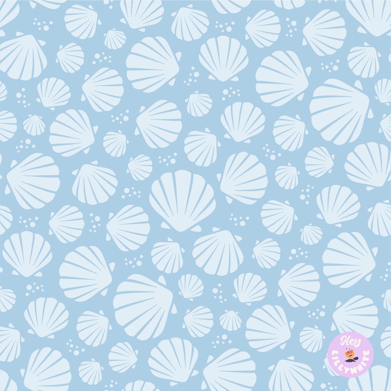 Light Blue Shells (tone-on-tone), Seamless Pattern for Fabric Printing ...