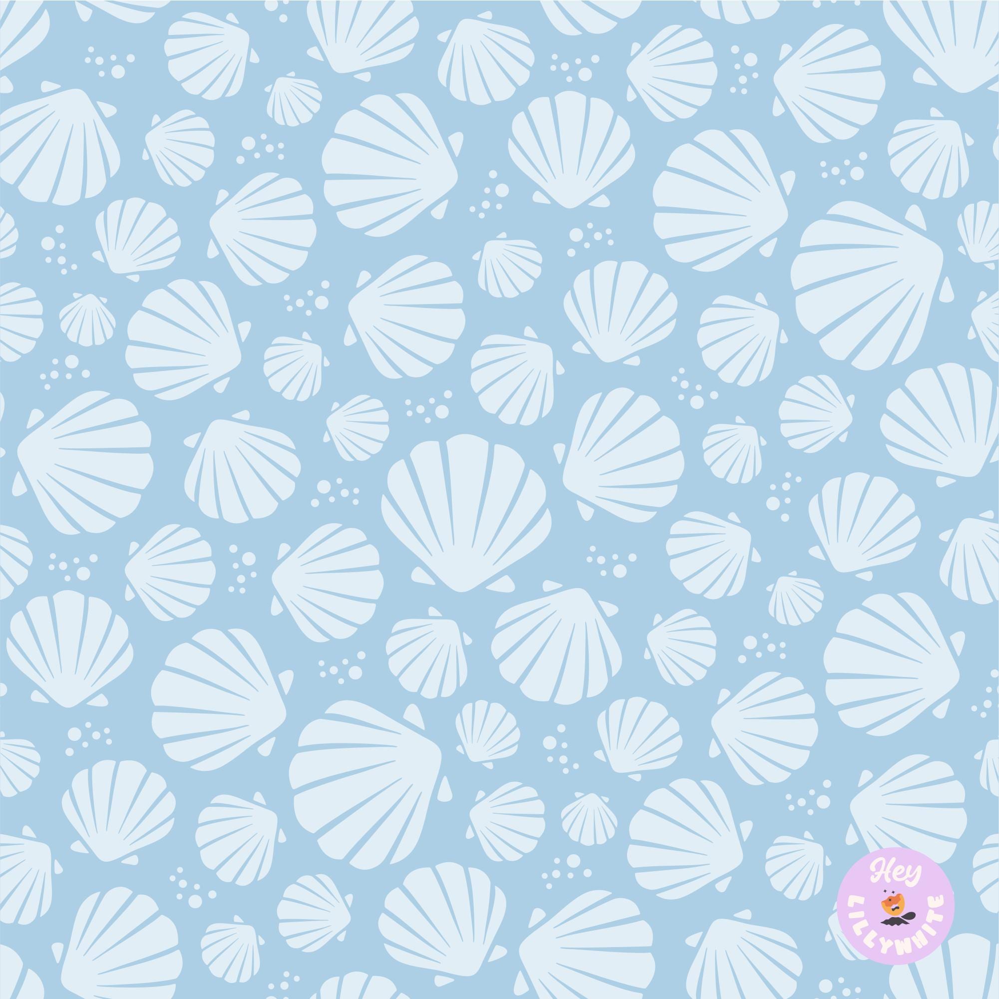 Light Blue Shells (tone-on-tone), Seamless Pattern for Fabric Printing ...