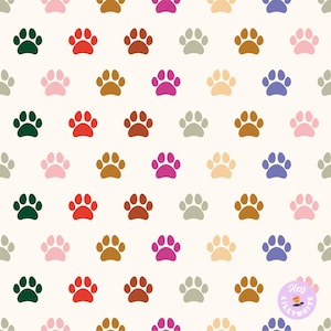 Rainbow Paw Print Seamless File, Seamless Paw Print, Cat Paw, Dog Paw Surface Pattern Design for Fabric Printing Sublimation, Paws Repeating
