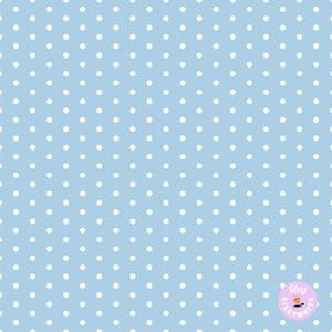 May include: A light blue background with a white polka dot pattern. The background has a subtle texture. The text "Hey Lillywhite" is in a pink circle in the bottom right corner.