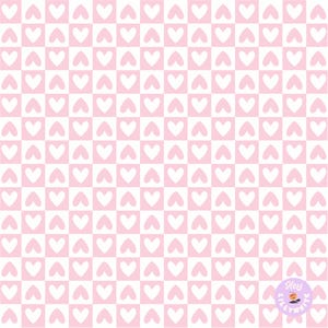 Light Pink and White Checkered Pattern, Valentines Day Hearts Seamless Repeating Pattern, Checks Seamless Pattern, Checker Seamless Pattern