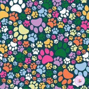 Rainbow Paw Print Seamless File, Seamless Paw Print, Cat Paw, Dog Paw Surface Pattern Design for Fabric Printing Sublimation, Paws Repeating
