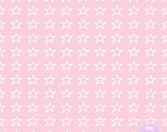 White Stars on Light Pink Seamless Pattern for Fabric Printing or Paper Printing, Star Design File, 300dpi High Resolution Digital Download