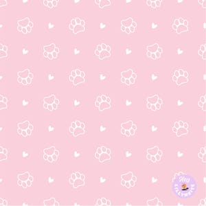 Light Pink and White Paws Seamless Repeat, Cat or Dog Paws Surface Pattern Design Digital Download Repeating, Pet Paw Print Seamless Pattern