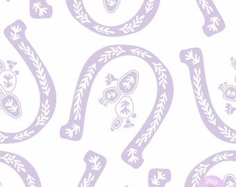 Missy Maker Horseshoe Seamless Pattern, Light Lavender on White, 300dpi High Resolution File for Fabric or Paper Printing, Western Cowgirl