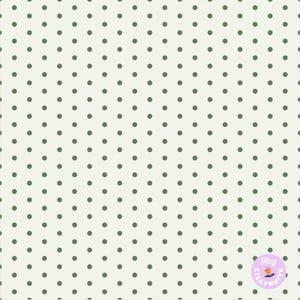 May include: A white background with a repeating pattern of small, dark green circles.