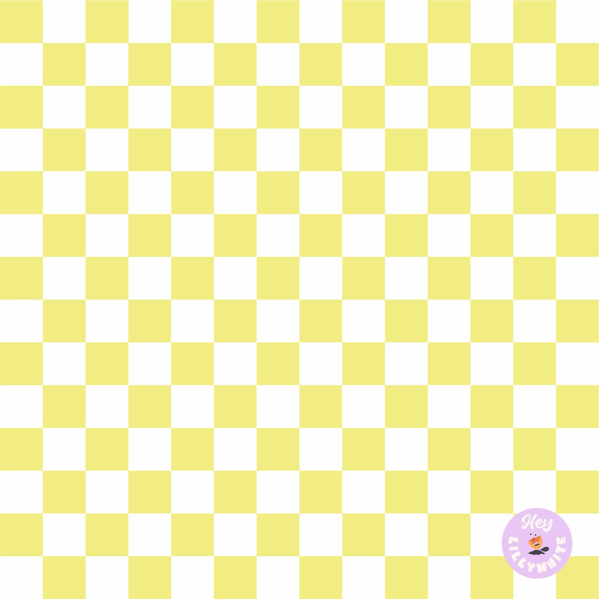 Lemon and White Checkered Seamless Pattern for Fabric