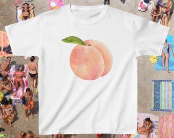 Peach  baby Tee fruit top cute girly tshirt cottage core tee coquette top picnic summer tee Y2K fruity design retro fruit top