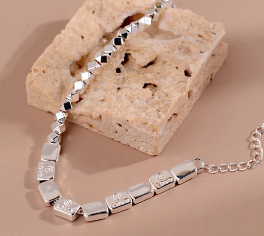 Metal square charm bracelets sale