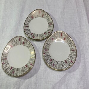 Bavaria Effebein Porzellan Gold Mesh Magenta Side Plates set of 3