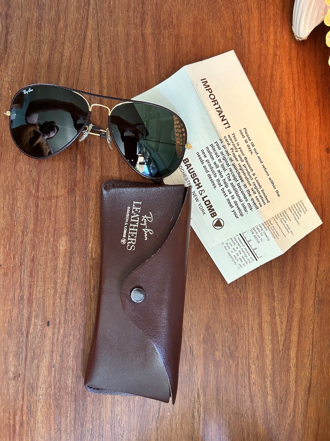 RayBan Leathers サングラス BAUSCH&LOMB USA Vintage RAY BAN Leather Bausch & Lomb Aviator | eBay