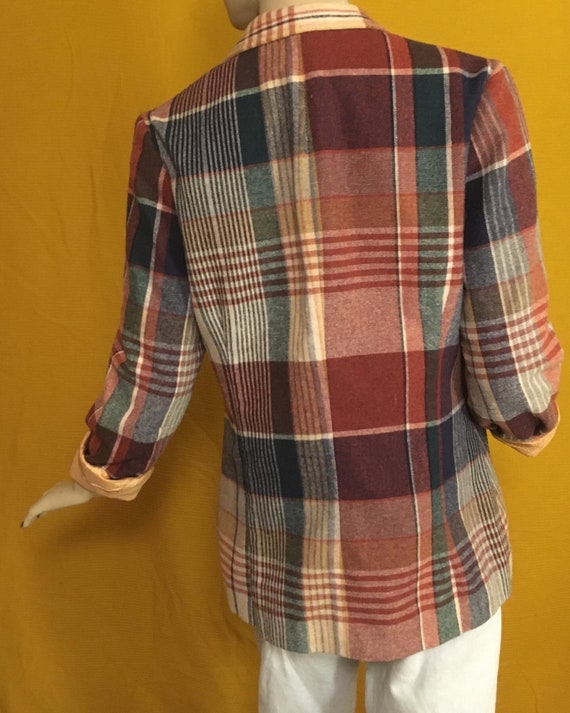 Vintage 1970s Cos Cob peachy plaid blazer - image 2