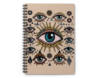 All Seeing Eye Spiral Notebook - Ruled Line - Diary - Evil Eye Journal
